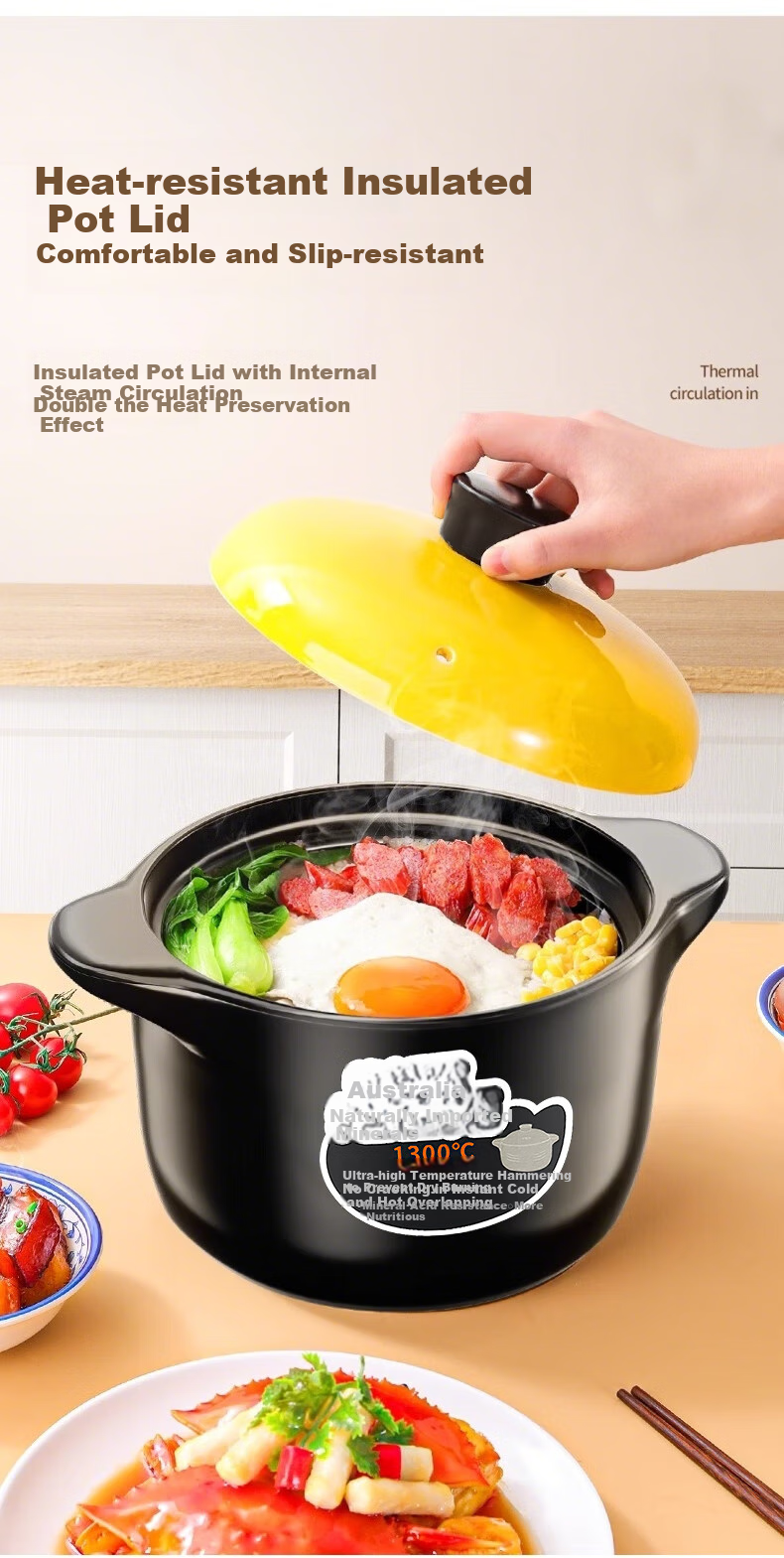 Quanpinwu Ceramic Casserole Stew Pot, Gas Stove Compatible, Large Capacity, for Home Use, Cooking Porridge, Soup Pot, Traditional Chinese Stew Pot 7