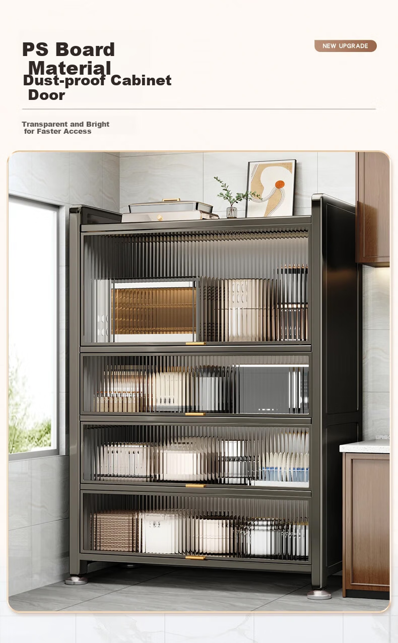 Jiabangshou Kitchen Utensil Storage Rack, Floor-Standing Multi-Layer Storage Cabinet, Microwave Oven Storage Cabinet, Multifunctional Storage Cabinet, 5 Layers, 80cm 8