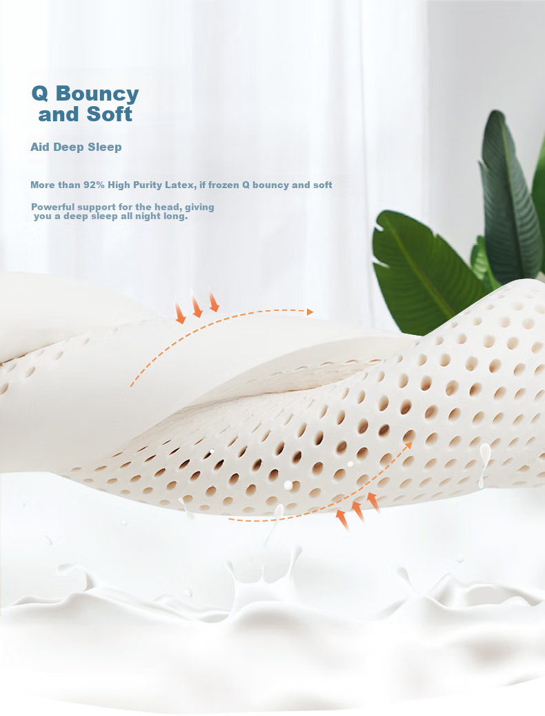 FUANNA 94% Latex Content, Imported Thai Core Latex Pillow for Adults, Cervical Spine Support Pillow, Gift, Single Piece, 58*39cm 5