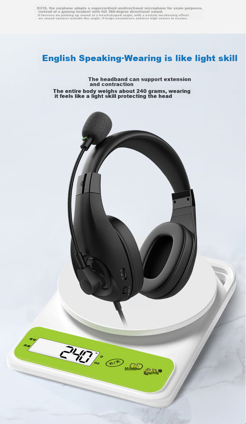 DANYIN D310 English Listening And Speaking Exam Headphones for Gaming, Karaoke, Online Classes, Middle School And College Entrance Exams, English Listening And Speaking Recording Headset with USB Interface, Type-C Universal C-Port Headphones 3