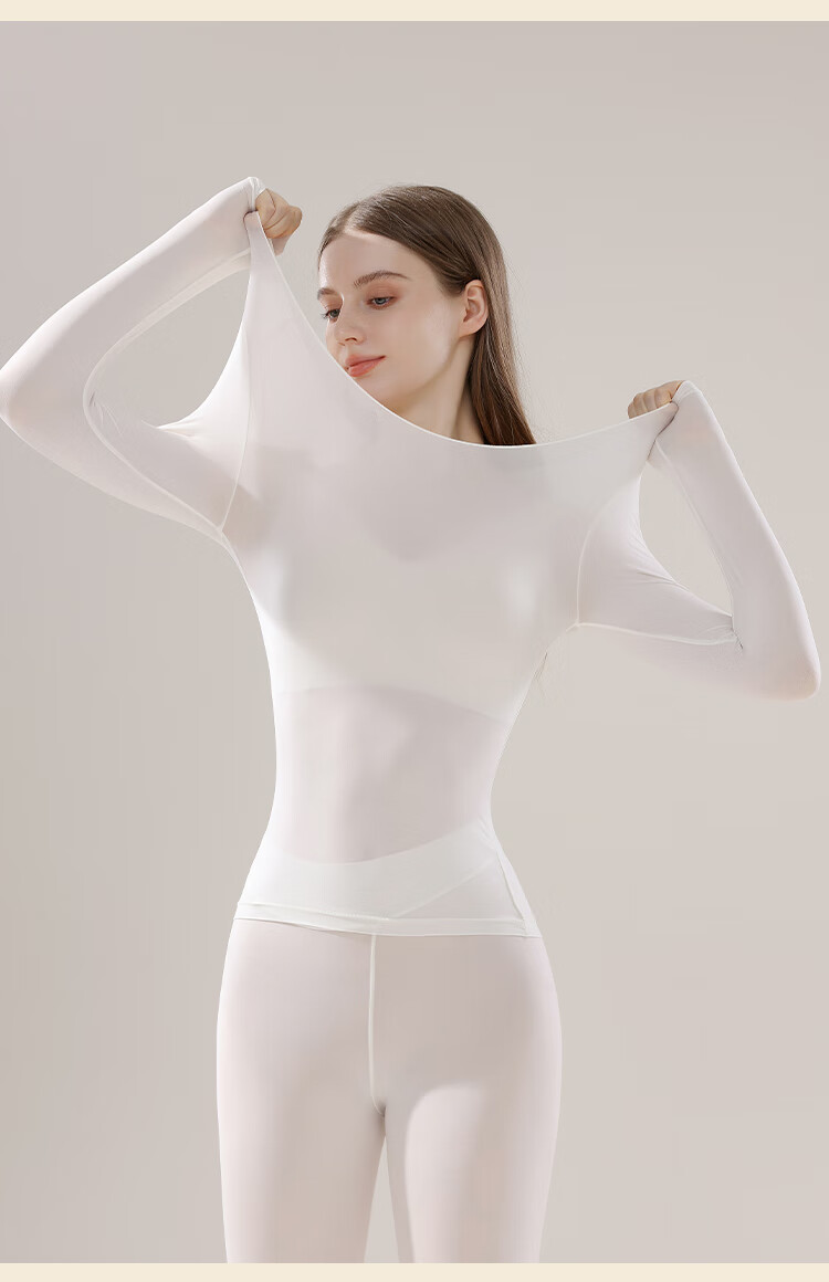 LangSha Women's Thermal Underwear Set Autumn Base Layer Skin Care High Elastic Slim Seamless Thin Warm Winter 13