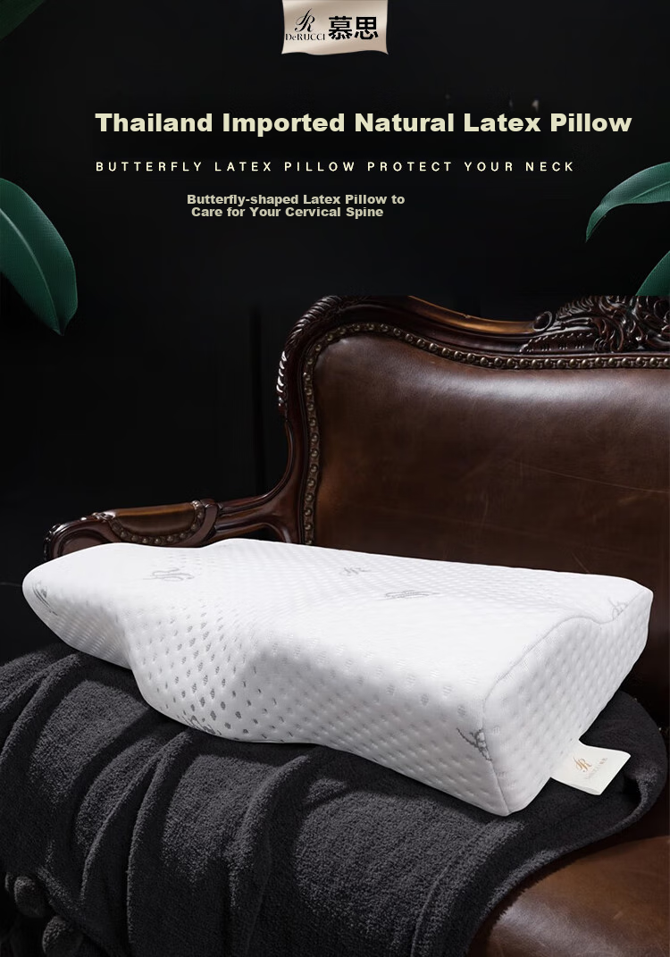 DeRUCCI Pusu, Imported from Thailand, 93% Butterfly Latex Pillow, Natural Cervical Support, Sleep Aid Pillow for Men, High Neck Pillow 1