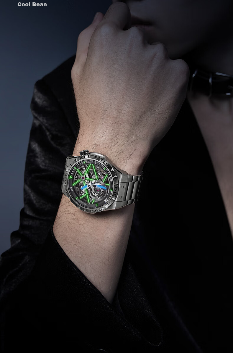 RARONE Twin Star Dark Night Dragon Mechanical Watch, Men's Skeleton Fully Automatic Wristwatch, Birthday Gift for Boyfriend 7