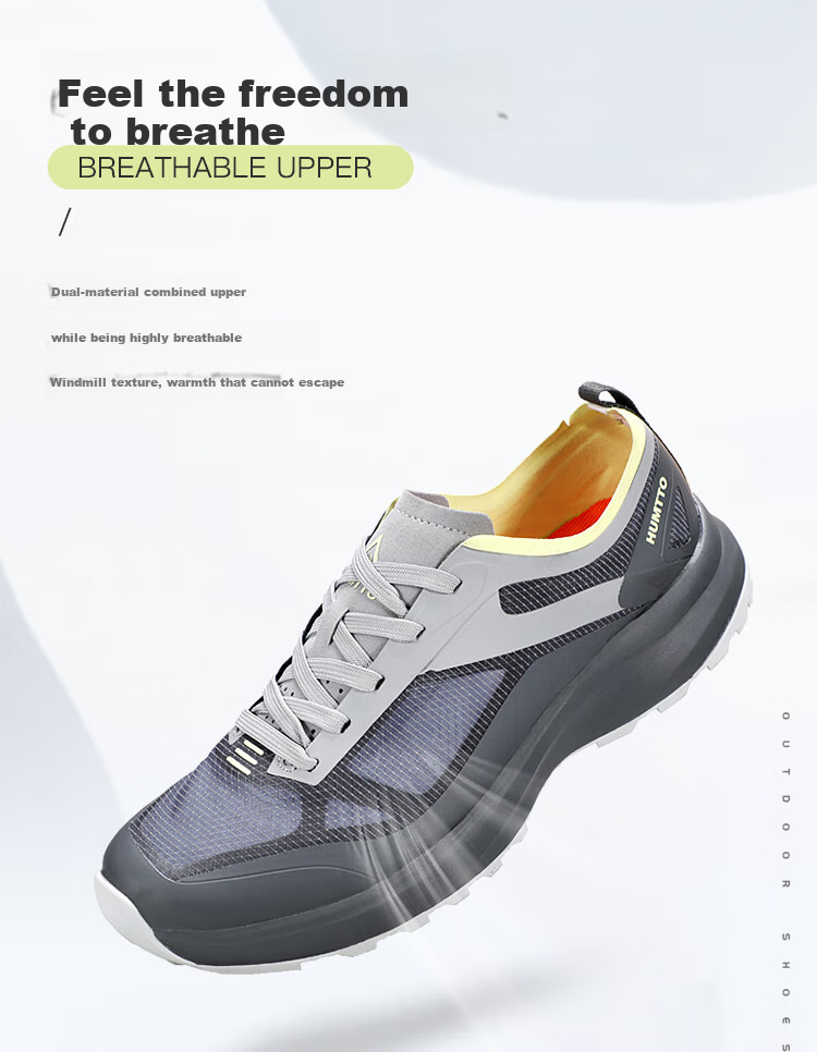 HUMTTO Men's Casual Hiking Shoes, Lightweight Breathable Casual Men's Shoes, Shock-Absorbing Non-Slip Mountaineering Shoes, Charcoal Black, Size 44 6