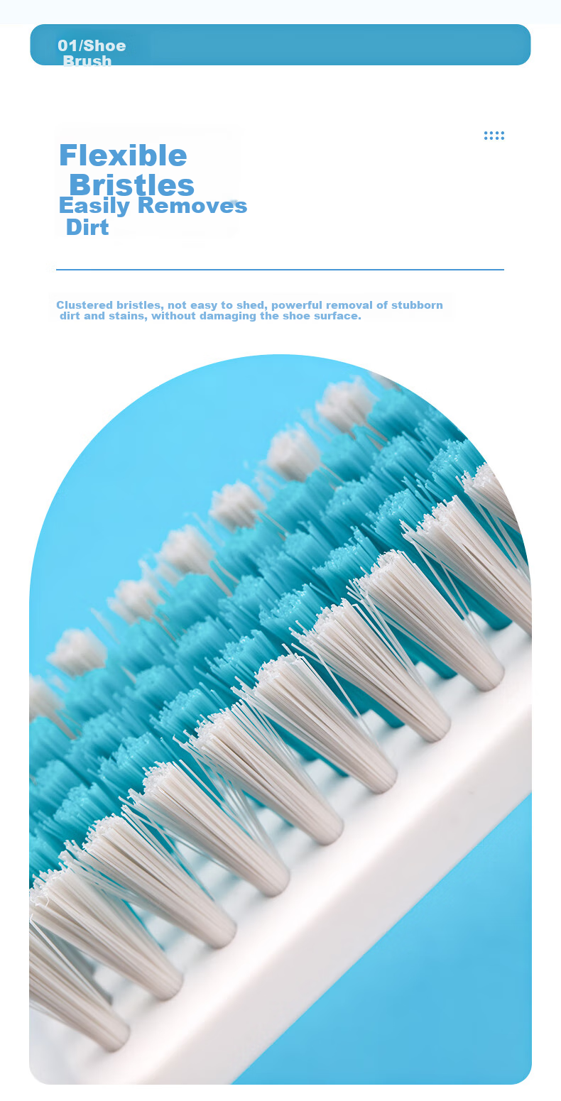 CHAHUA Shoe Brush And Soft Bristle Laundry Brush 2-Piece Set for Home Use, Specialized Cleaning Hard Bristle Brush for Shoes, Long-Handled Scrubbing Brush 3