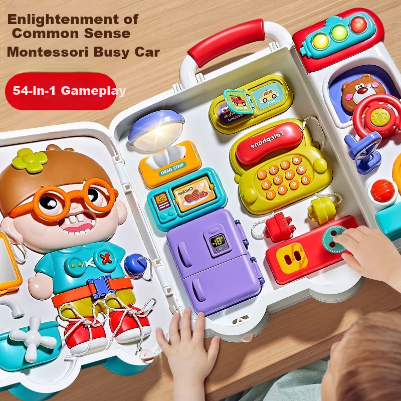 AoZhiJia Baby Toys for Ages 1-3, Busy Board Game Table, Montessori Early Education, Educational Polyhedron Hand Drum, Birthday Gift