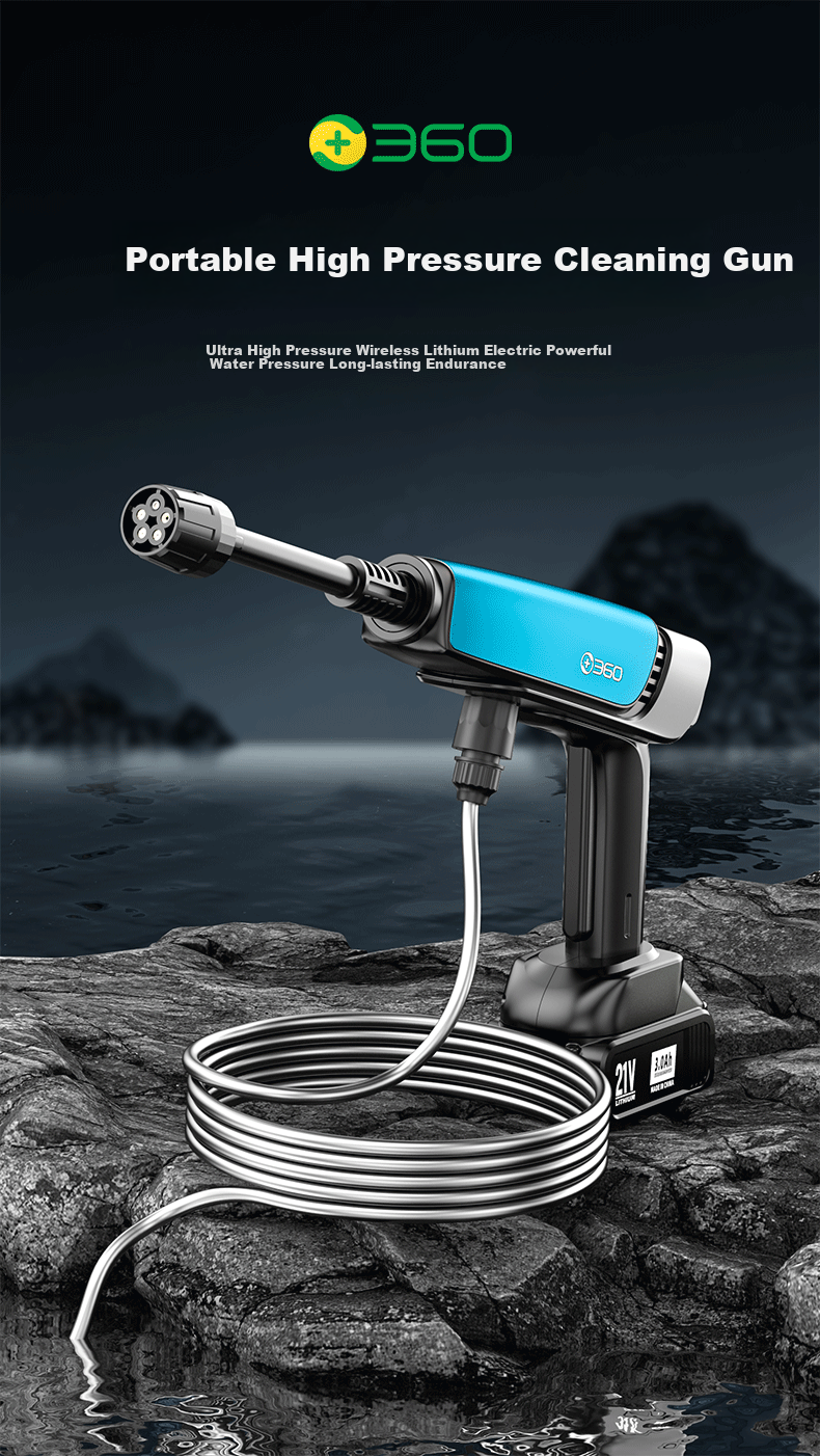 360 Wireless High-Pressure Car Washer, Portable Household Water Gun, Lithium Battery Cleaning Machine, Powerful Floor Washing And Car Cleaning Tool 1