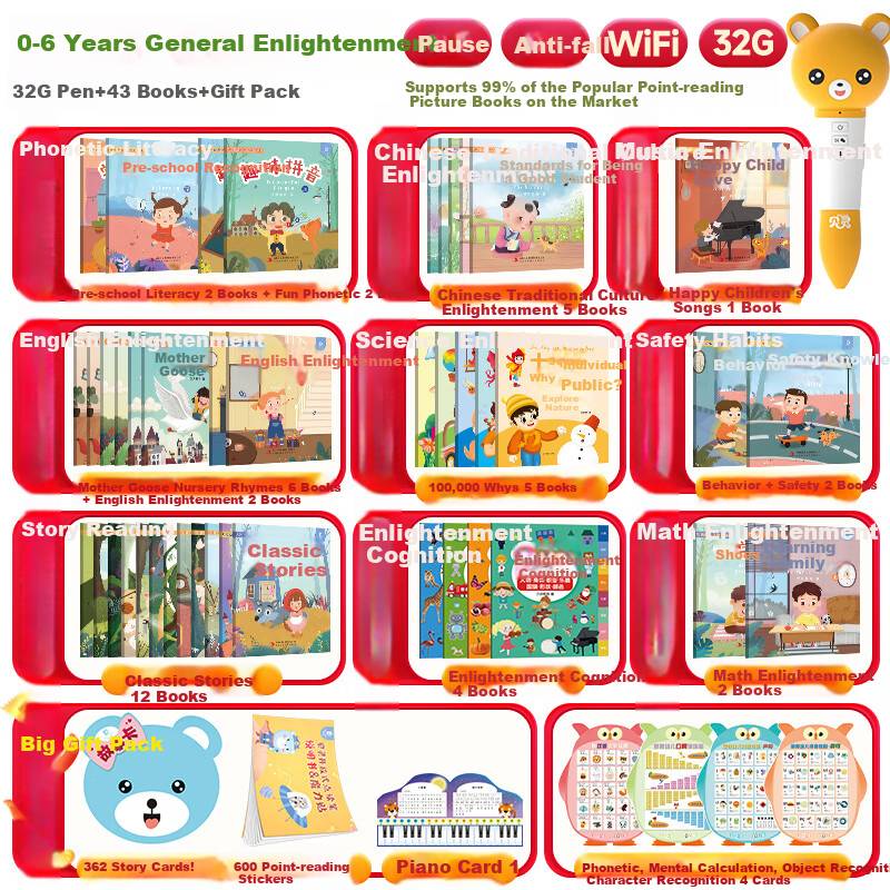 Bei Lin Open-Style Reading Pen, Early Education for Children Aged 0-6, RAZ Universal Educational Toy, Birthday Gift for Boys And Girls
