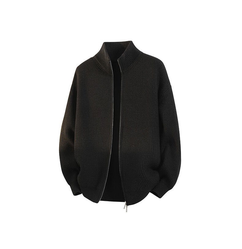 ROMON Men's Knitted Cardigan Sweater Autumn Winter Casual Loose Drop Shoulder Jacket Black 3XL 9