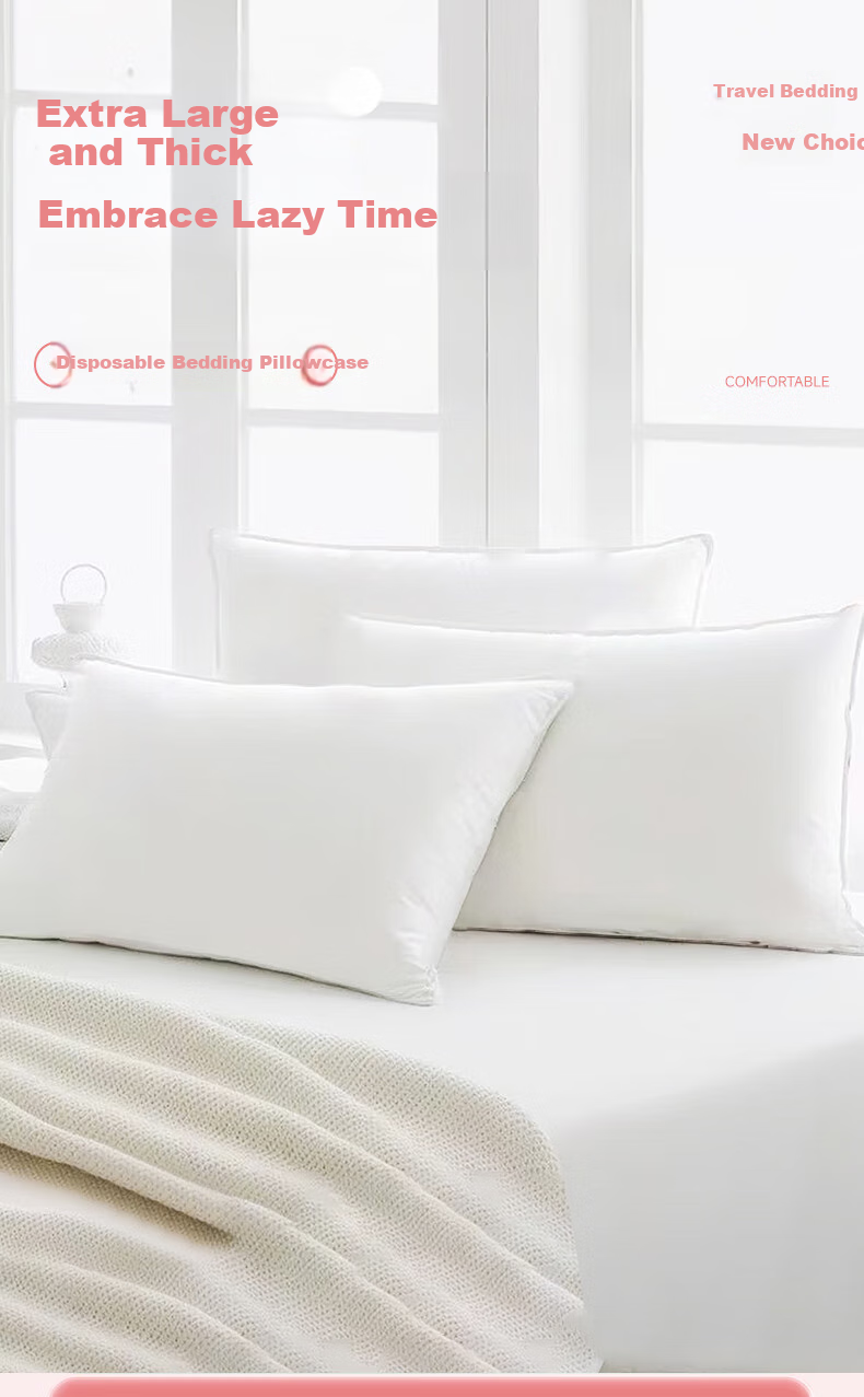 QIHAIQIU Disposable Pillowcases, Thickened, Dirt-Proof, Portable, for Train Sleeper Berths And Hotels, Home Use, Individually Packaged, 4 Pieces 1