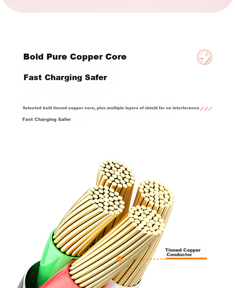 Nengshi Three-In Charging Cable, Fast Charging Compatible with Apple IPhone14/Typec And Android Devices, Three-Headed Cable for Xiaomi/Huawei, 66W, 0.6 Meters, Pink 9