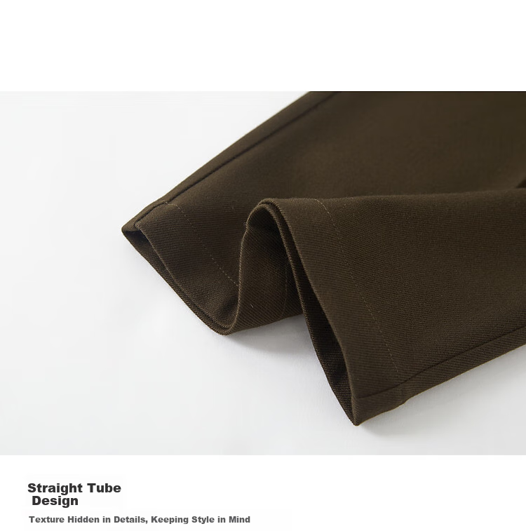 DME "Unconditionally Inclusive Leg Shape" Autumn Minimalist Design Patchwork Pleated Hem Decorative Button Straight Tube Concealed Meat Casual Pants 4