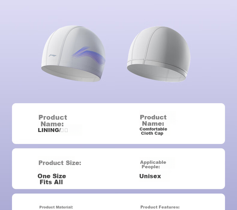 Li-Ning Swimming Cap for Men And Women, Simple Design, PU Coating, Waterproof Swim Cap for Long Hair, Ear Protection, Comfortable Fit, No Tightness, Model 6601 White 17