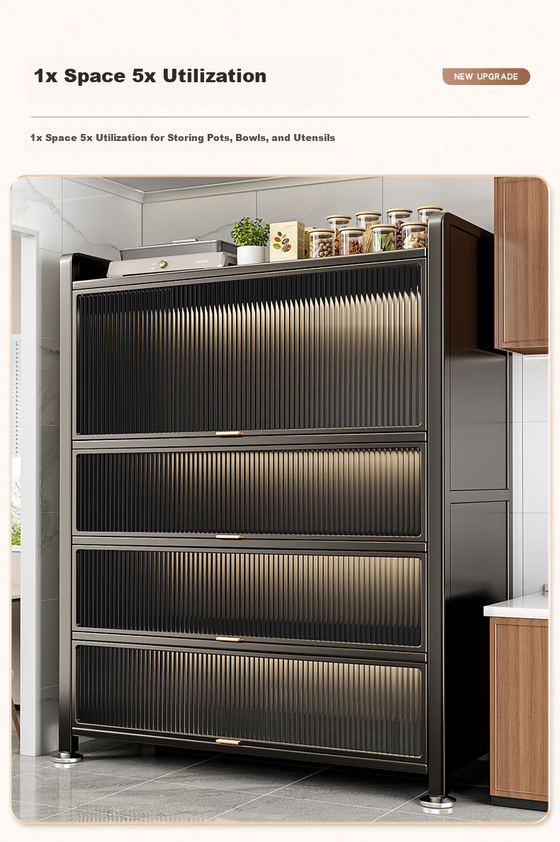 Jiabangshou Kitchen Utensil Storage Rack, Floor-Standing Multi-Layer Storage Cabinet, Microwave Oven Storage Cabinet, Multifunctional Storage Cabinet, 5 Layers, 80cm 6