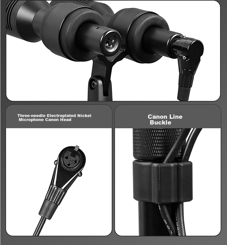 Shuledi QA-700 Domestic Dual-Head Wired Conference Floor Microphone, Podium Host Chorus Microphone for Lectern, Specialized for Mixing Console Audio System, High-End for Schools, Factories, And Government Use 3