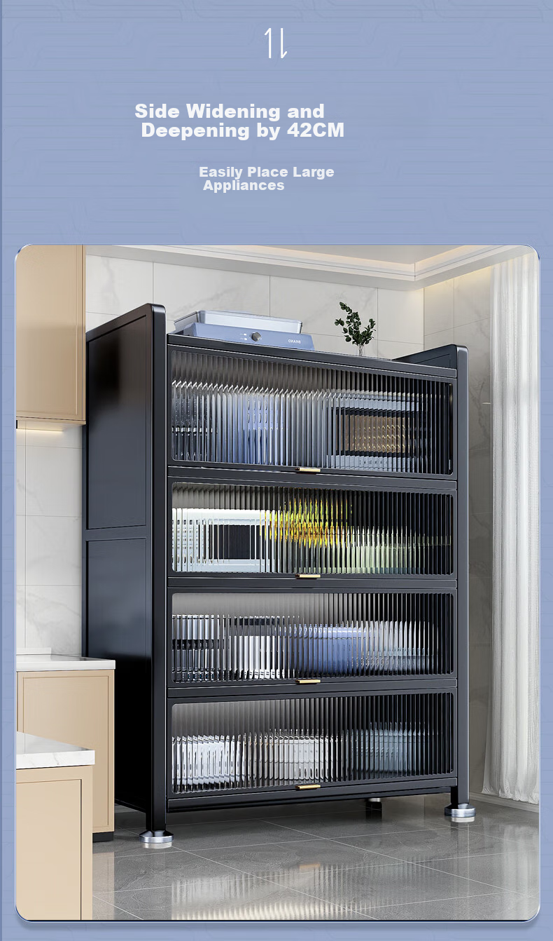 Jiabangshou Kitchen Utensil Storage Rack, Floor-Standing Multi-Layer Household Microwave Oven Storage Rack, Storage Cabinet, Dish Cabinet, Storage Cabinet, 5 Layers 3