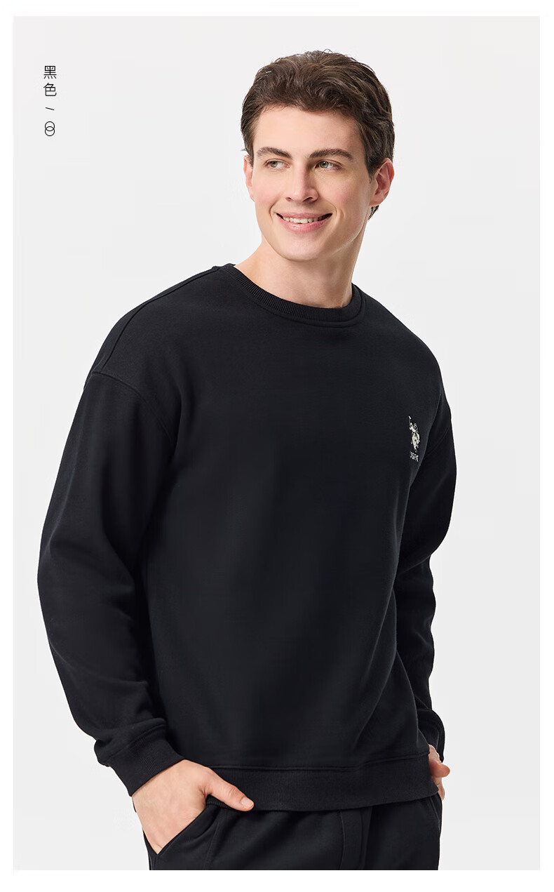 U.S. POLO ASSN. Men's Fleece-Lined Heavyweight Long Sleeve Sweatshirt Casual Loose Fit White XL 5
