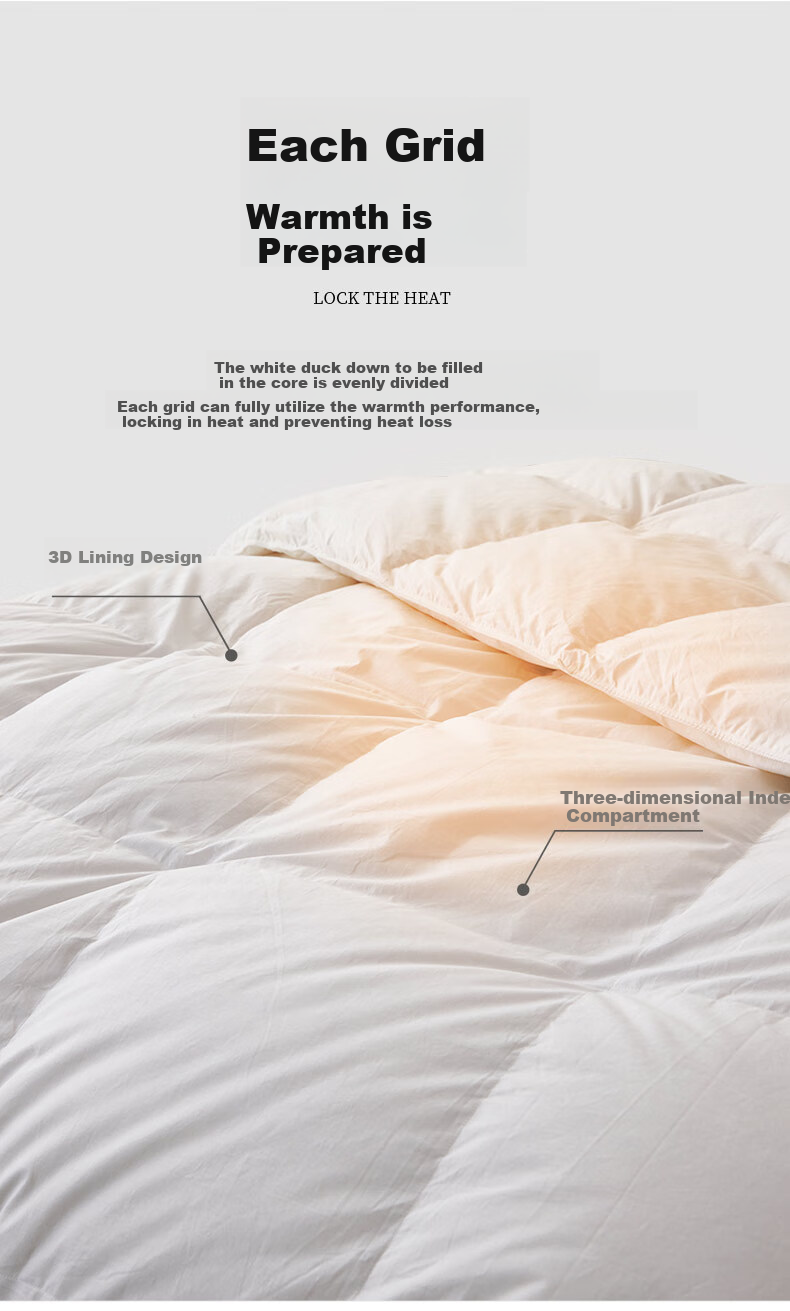 Hengyuanxiang down Comforter, High-Count Pure Cotton, 100% White Duck Down, Autumn And Winter Duvet Insert (Filling Weight 1000g), Approximately 4 Jin, 2×2.3m, White 6