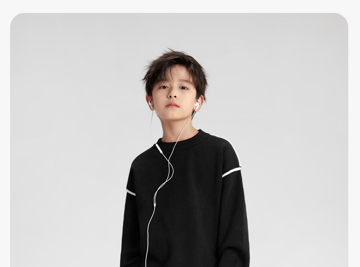 Zuo Xi Boys Sweater Winter 2025 New Children's Pullover Knitwear Imitation Cashmere Black 140cm 13