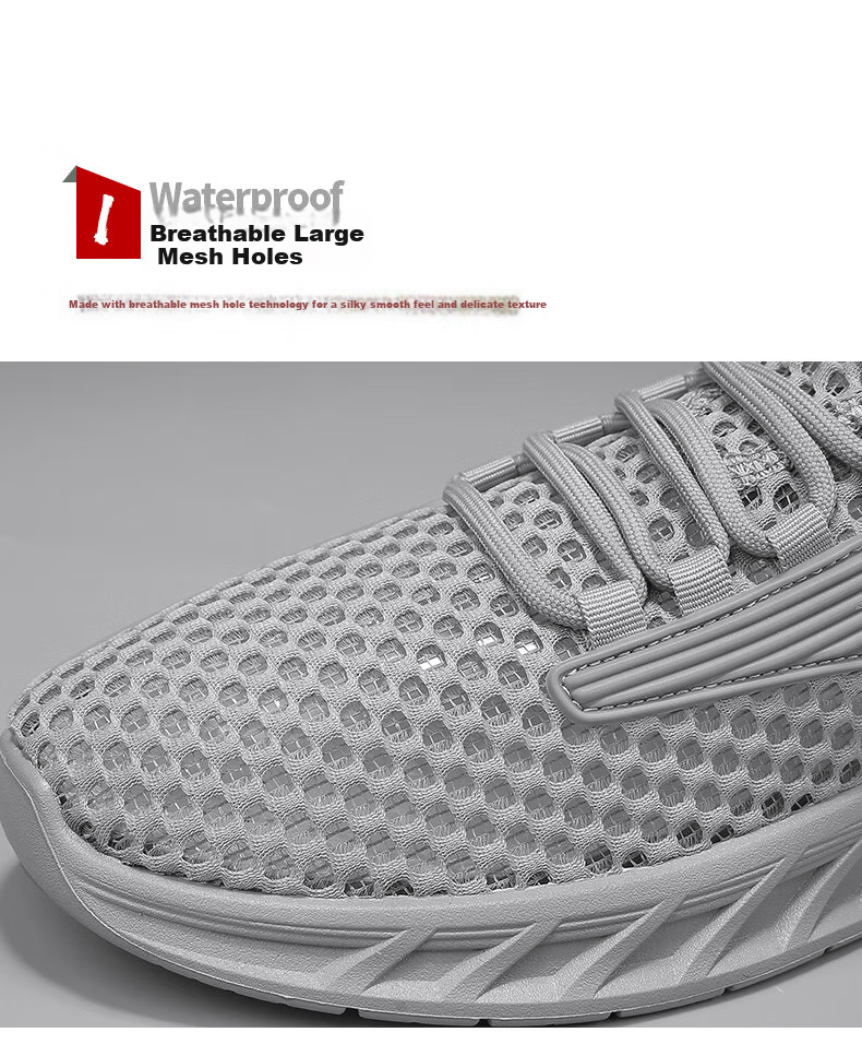 Huili Men's Mesh Sneakers, 2026 Summer New Style, Versatile Lightweight Breathable Casual Shoes for Men, Gray, Size 39 7