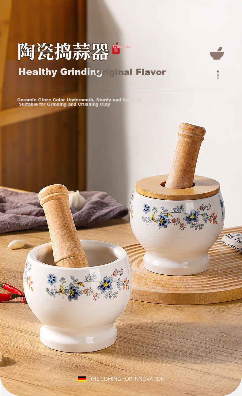Newair Ceramic Garlic Masher, Manual Home-Use Old-Style Garlic Crusher, Garlic Paste Maker, Stone Mortar for Crushing Garlic And Grinding Herbs 1