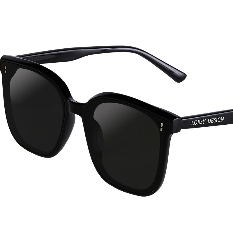 LOESY Versatile Slimming Fashion Polarized Sunglasses UV Protection Driving Black Frame Black Gray Nylon Non-Polarized