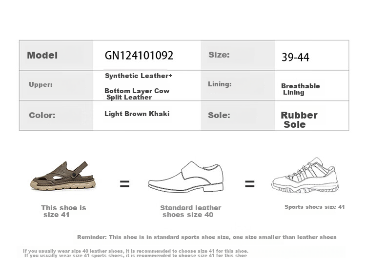 G.N.Shi Jia Men's Sandals, Summer Outdoor Wear, Hollow Leather Shoes, Men's Closed-Toe Beach Shoes, Casual Slippers 11