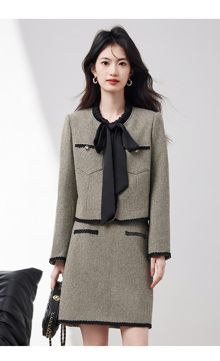 Xinfeiyu Women's New Autumn And Winter Coat, Stylish Skirt Suit Set with Elegant High-End Feel, Popular Trend for Fall/Winter 2025 7