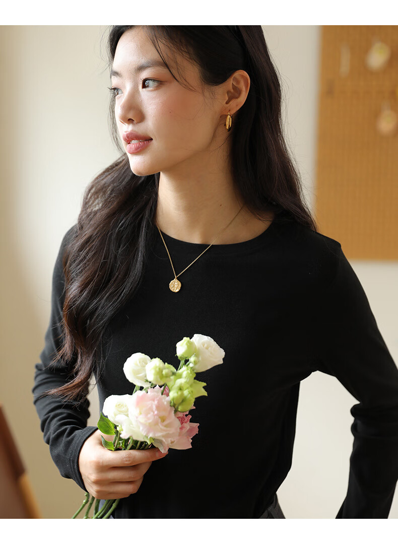 LangSha Women's Autumn Slim Fit Base Layer Long Sleeve T-Shirt 2025 New Round Neck Casual Top 22