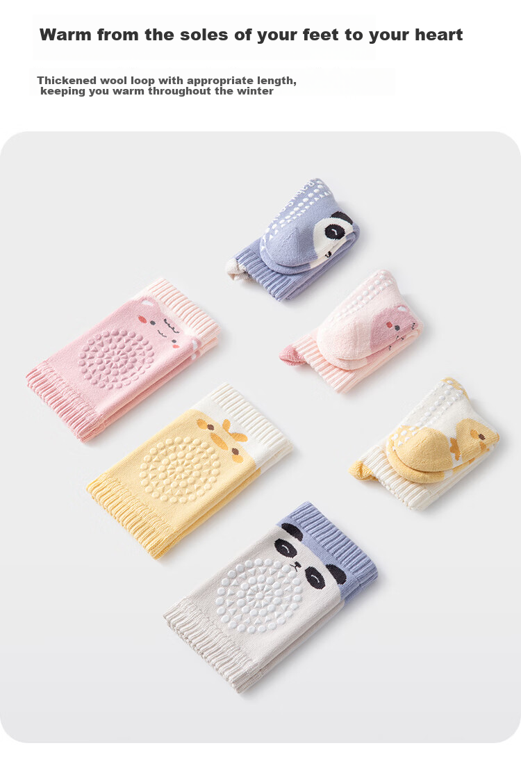 BALABALA Baby Socks, Winter Warm Socks, Infant Short Socks, Cold-Proof Jacquard Knee Protection, 208425172203 6