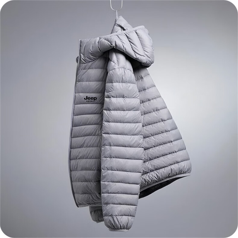 JEEP SPIRIT Men's Lightweight Down Jacket Autumn Winter Hooded Trendy Breathable Warm Couple Black 5XL 6