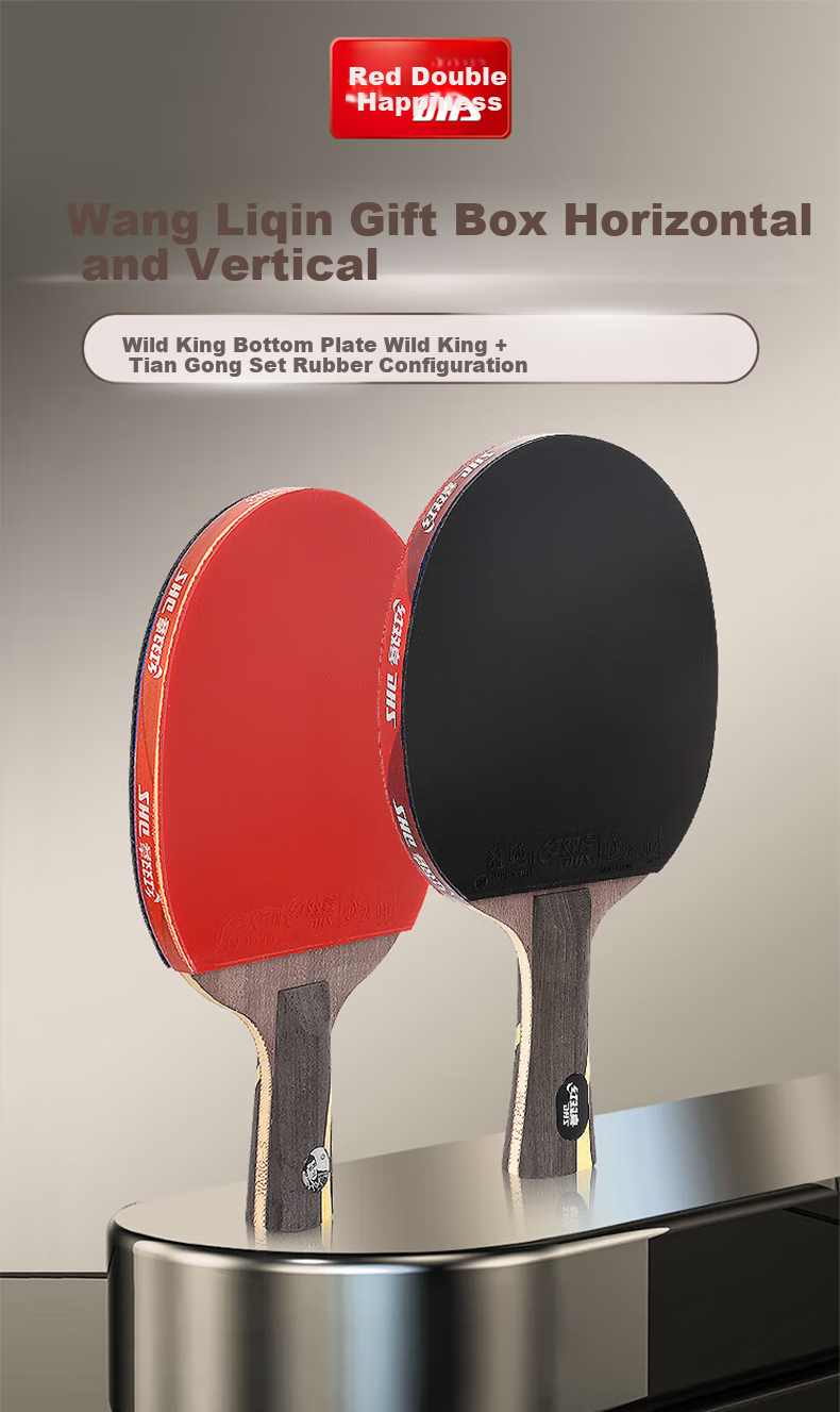DHS Table Tennis Racket Wang Liqin Gift Box Professional Wang (Penhold Grip), Includes Racket Case, WANG-L 1