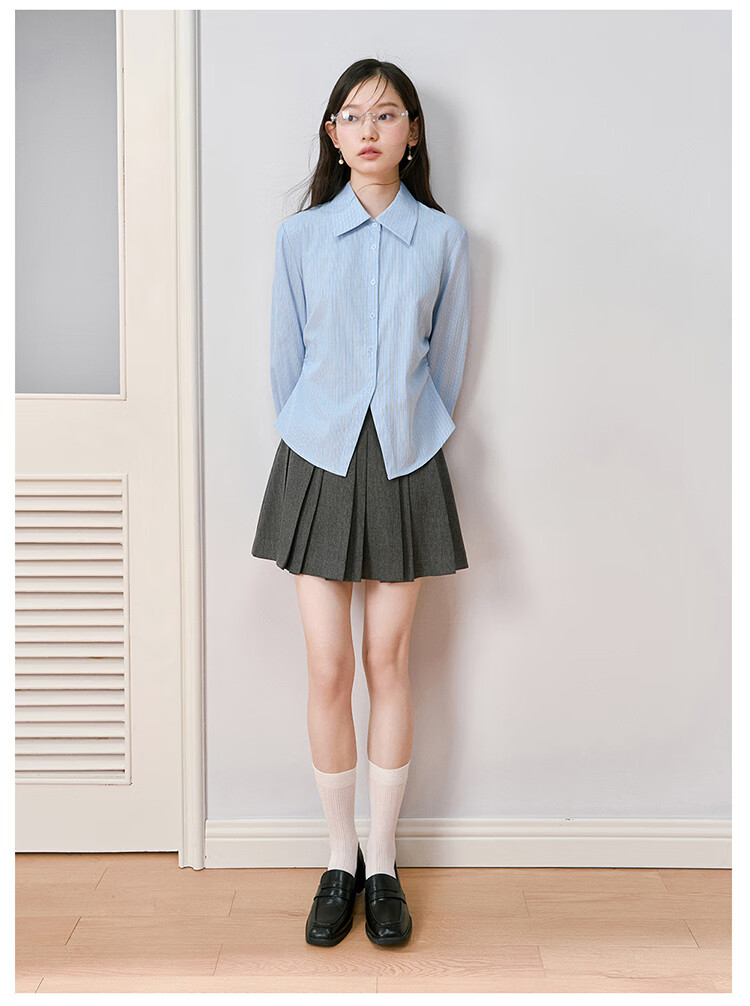 Miss Bird Blue Long Sleeve Office Shirt Women's Slim Fit Breathable Work Blouse 19