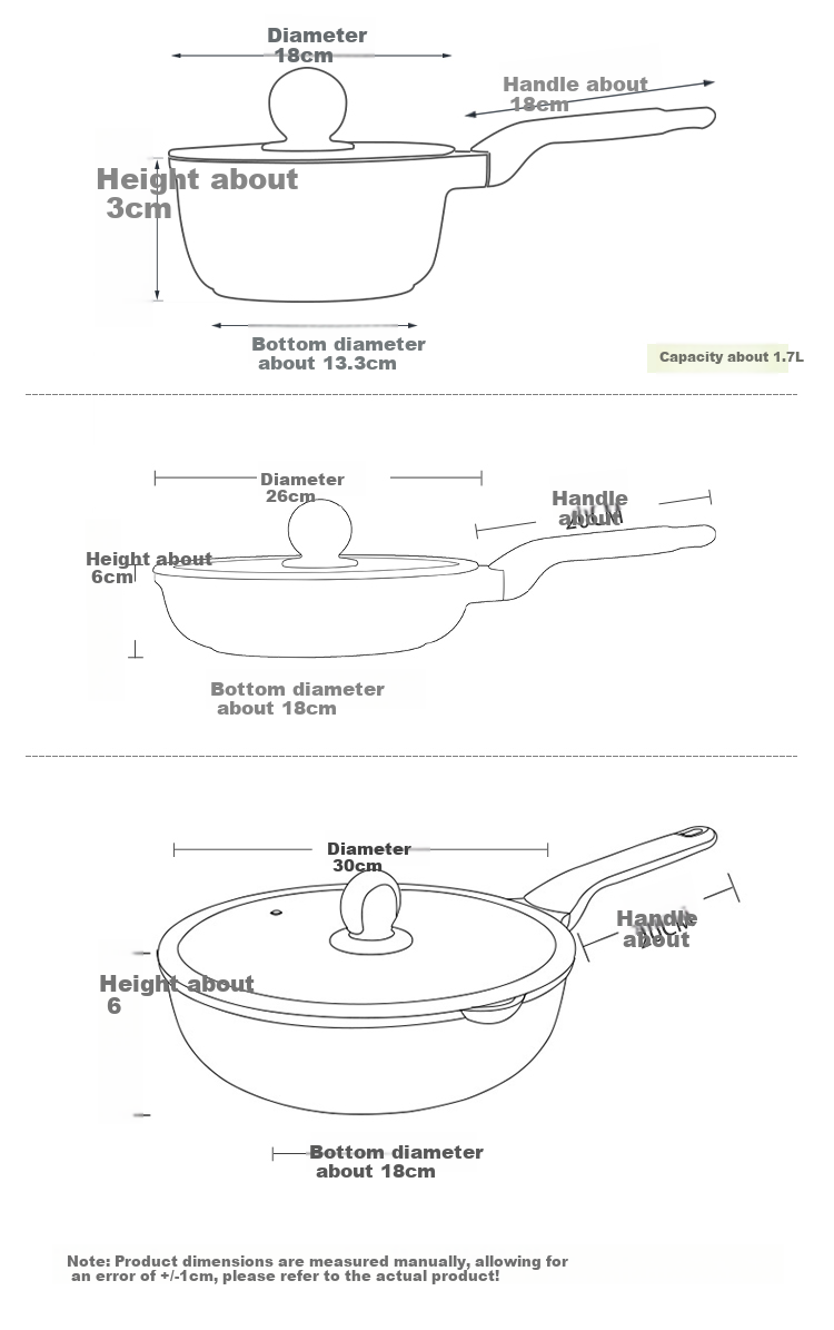 COOKER KING Cookware Set Non-Stick Wok Frying Pan Milk Pot Three-Piece Set Compatible with Induction Cooker Bamboo Green Stone B50045 8