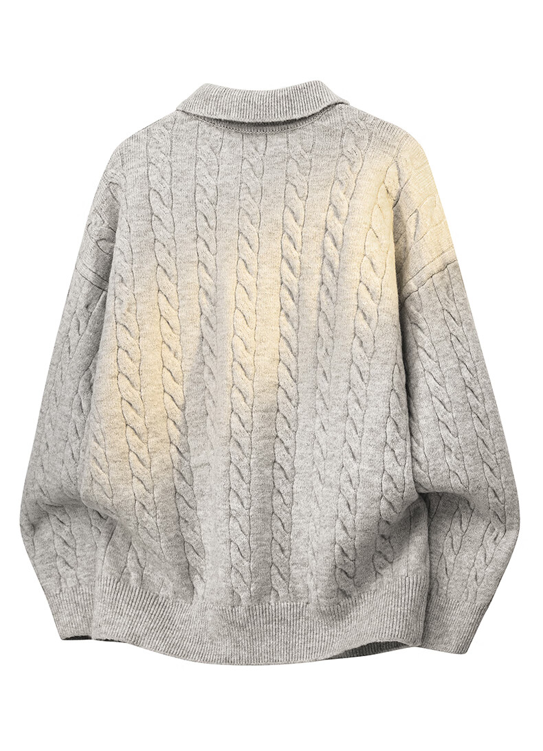 :CHOCOOLATE Vintage Style Polo Collar Knit Sweater Men Autumn New Trendy Loose Casual Pullover Morning Light Apricot 2XL 4