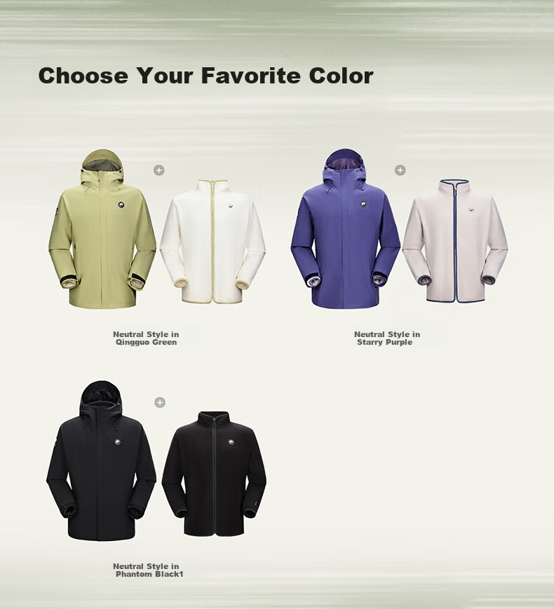 CAMEL Panda Windbreaker, Men's And Women's Three-In Jacket, Outdoor Hiking Wear, A35CA6LB296, Lime Green, Size L 9
