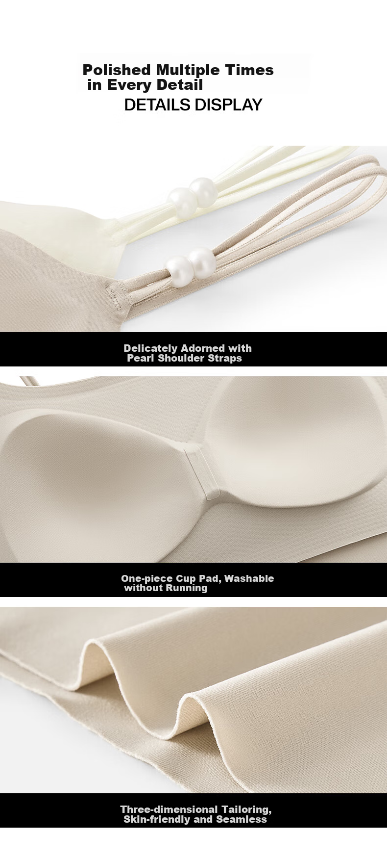 Caobenchuse Women's Camisole Bra with Built-In Cups, Backless Strap, Chest Pads, Pearl Straps, Versatile Spring And Summer Camellia Fragrance Gift Set 10