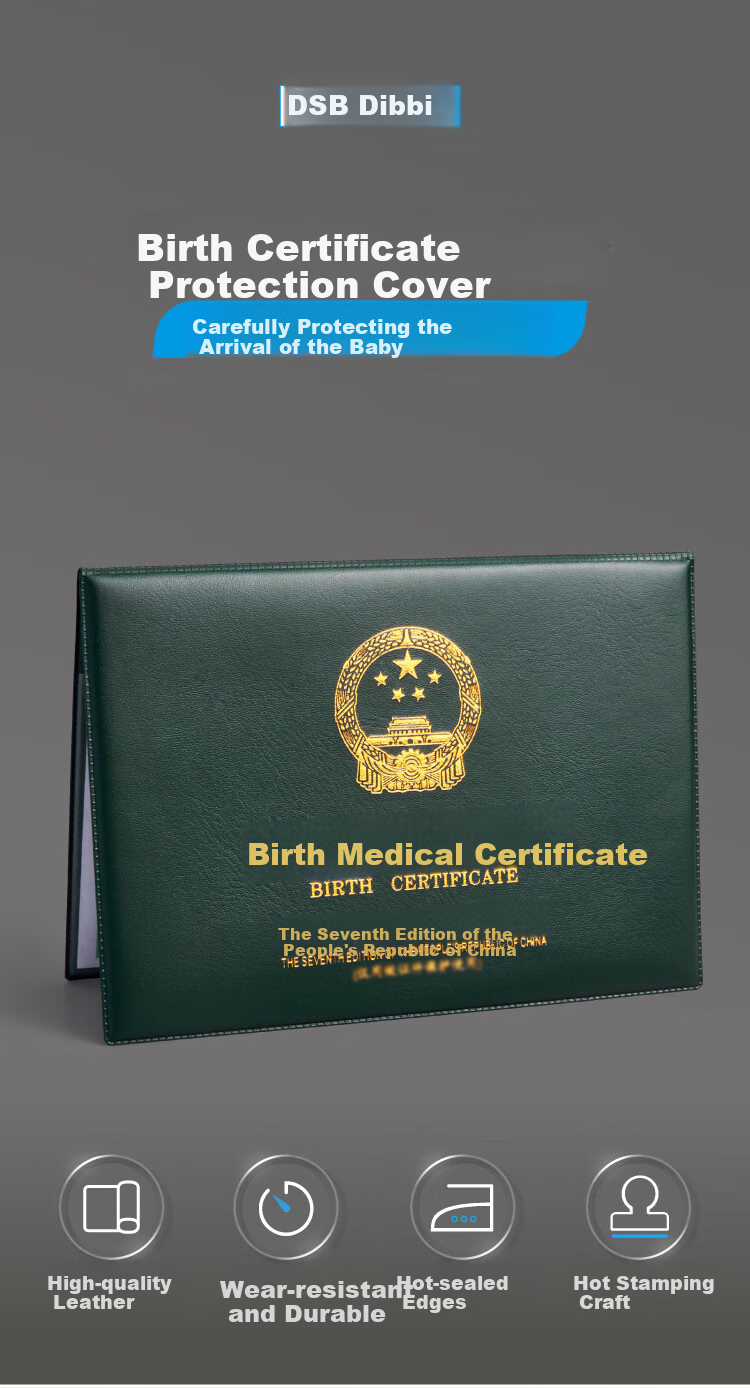 DSB (Disbi) Vaccine Record Cover, Standard Edition, Classic Thickened, Dark Green, Medical Certificate Outer Case for Baby Birth Certificate, Y11 1