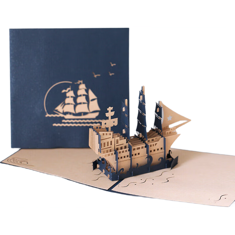 Mingyu 3D Pop-up Birthday Card Creative Exquisite Paper Sculpture Gift for Men Women Graduation Teacher Children Smooth Sailing