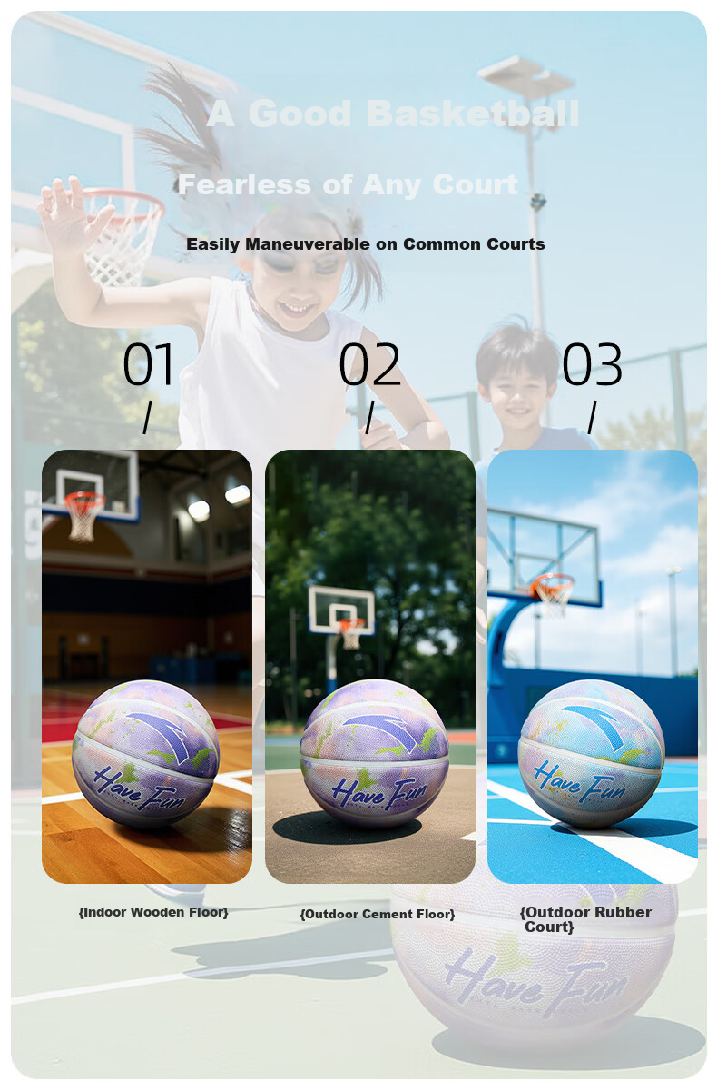 ANTA Children's Basketball, Size 4, for Toddlers And Elementary School Students, Indoor And Outdoor Wear-Resistant Toy Ball, Rubber Size 4 Blue Ball, Neon Purple, Size 4 7