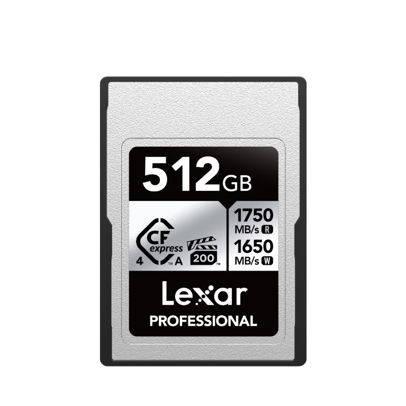 Lexar 512GB CFexpress Type A Memory Card VPG200 8K Recording 1750MB/s Read Speed Sony Camera CFA Card 4.0 High-Speed (Silver)