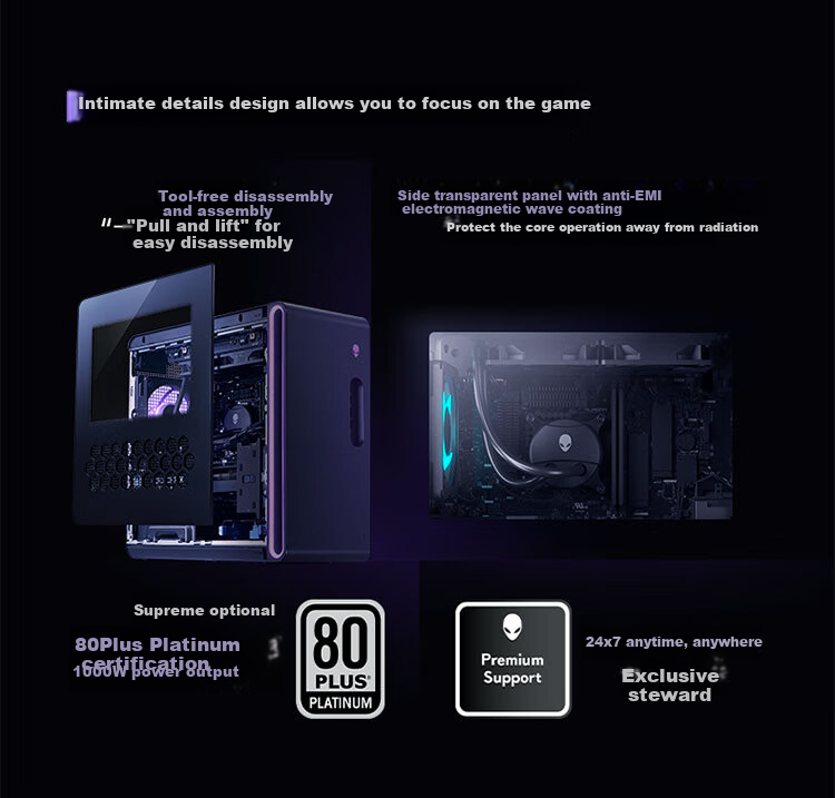 Alienware Gaming Desktop Computer Area-51 High-End E-Sports Gaming PC (Ultra 9 64GB 2TB RTX5080) Starry Silver Water-Cooled Black Myth: Wukong 80L AI Graphics Statio 3