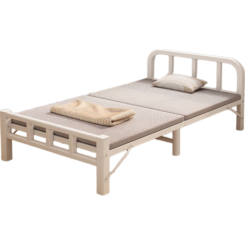 L&S Folding Bed, Single Bed for Home Use, Nap Bed, Camping Bed, No Assembly Required, Hard Board Bed, Accompanying Bed, BGC857 White, 120cm