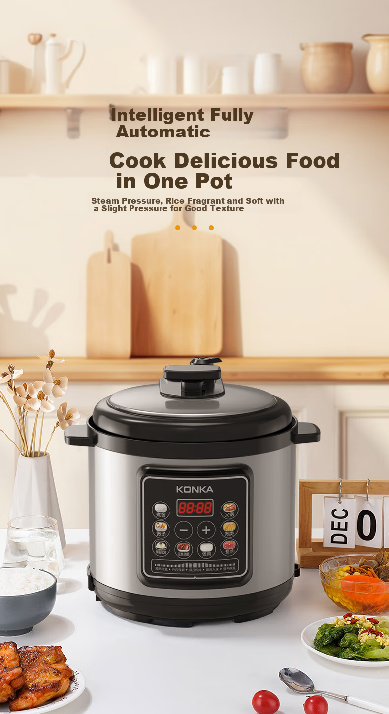 KONKA Electric Pressure Cooker, 5L Multi-Functional Household High-Pressure Cooker with Non-Stick Inner Pot, Smart Reservation Pressure Cooker KYLG-5006E 1