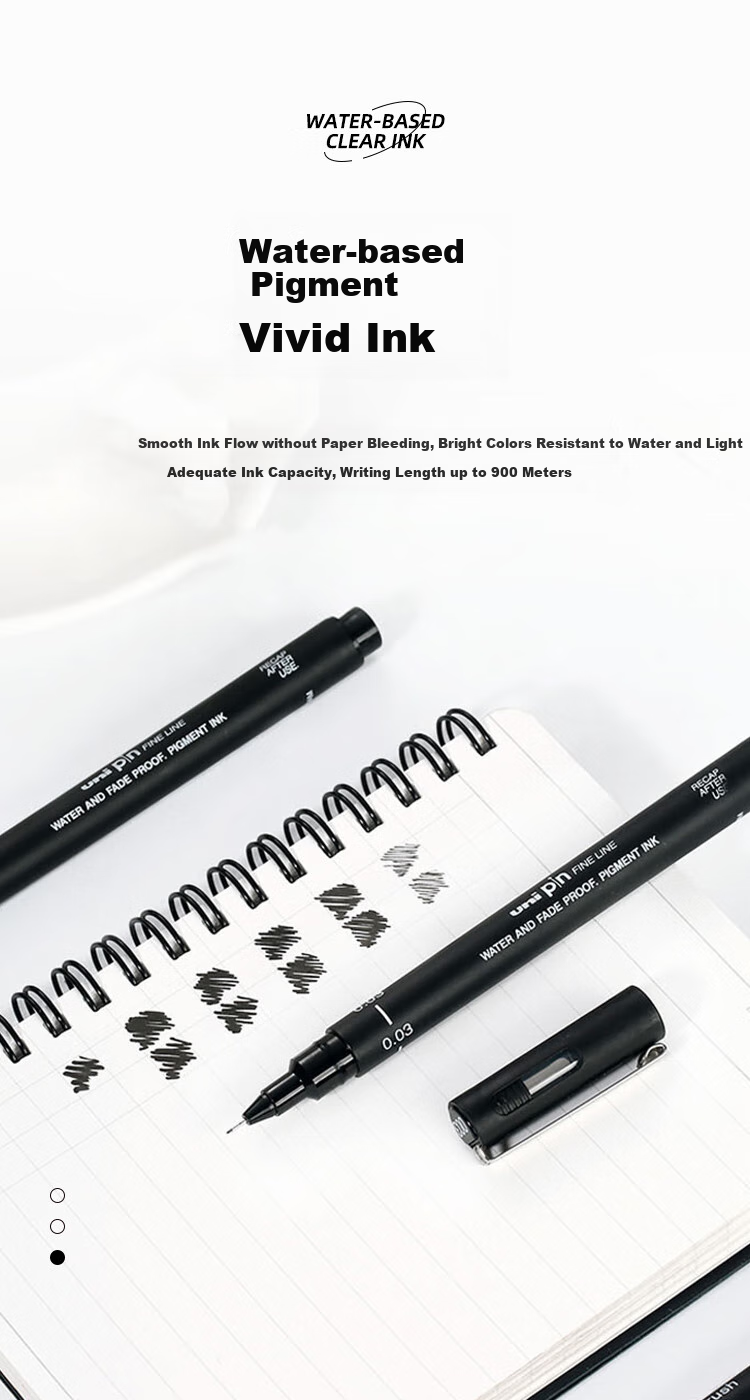 Uni Mitsubishi 0.1mm Water-Based Drawing Needle Pen, PIN-200 Art Design Outlining Pen, Black Handle with Blue Ink, Single Pe 5