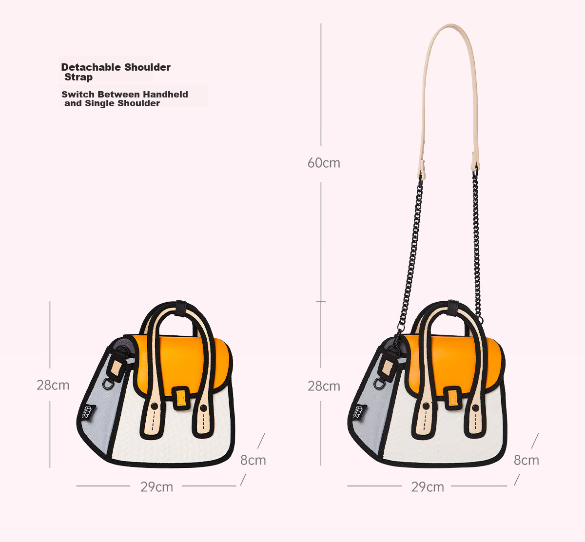 JumpFromPaper Birthday Gift, Owl Anime 2D Manga Crossbody Bag, Women's Handbag Gift, Orange 5
