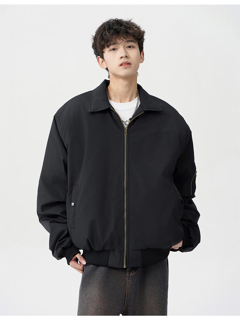 MMOPTOP Men's American Style Flight Jacket Autumn Winter Fashion Loose Casual Coat MJK10 Navy Blue 3XL 6
