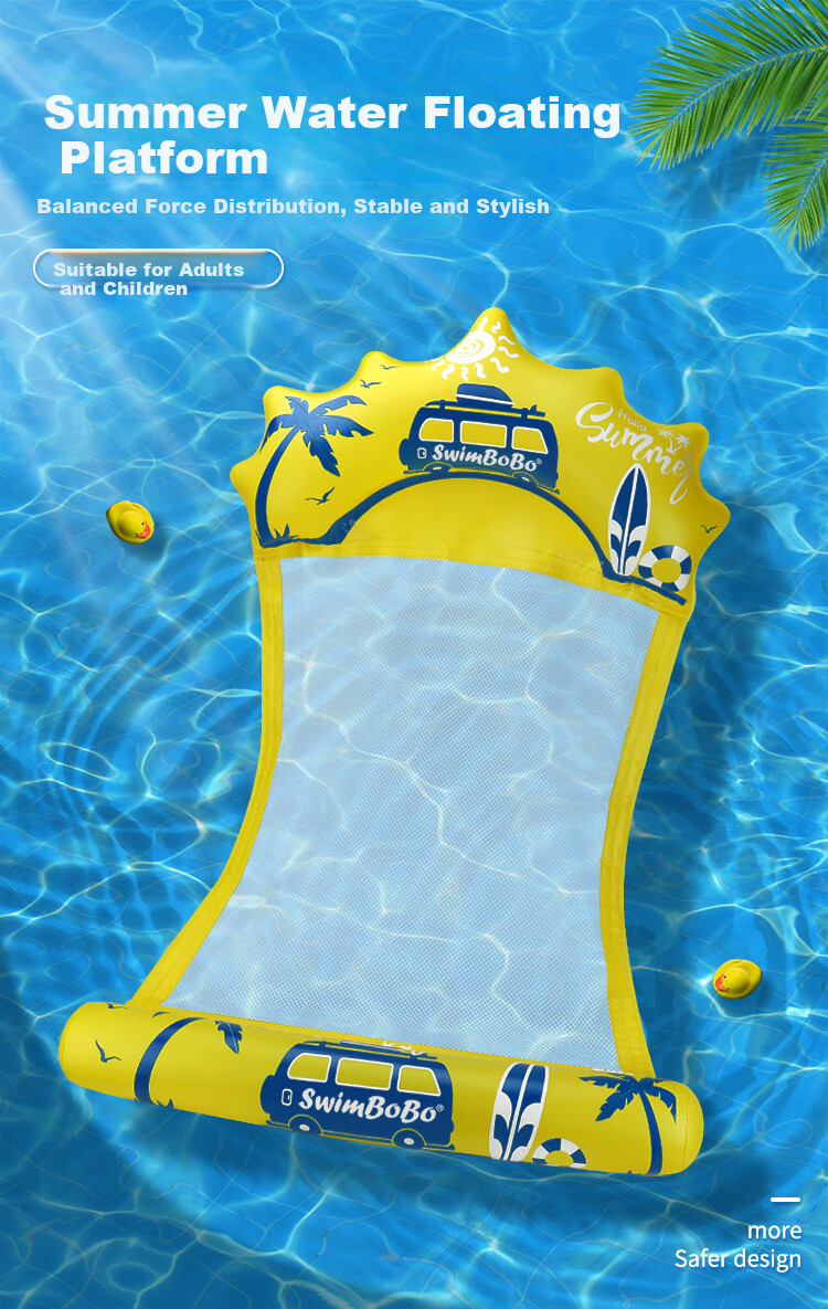Swimbobo Outdoor Inflatable Lounge Chair for Adults And Children, Swimming Ring, Floating Bed, Water Play Buoyancy Board, Backrest Mesh Float 1