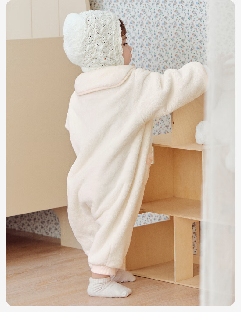 DAVE & BELLA Newborn Autumn Winter Milk Velvet Baby Girl Romper Infant Pajamas Toddler Onesie 3