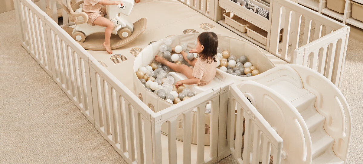 Beiyi Baby Playpen Crawl Mat Protective Fence Rainbow Floor Playpen 150x200cm 1